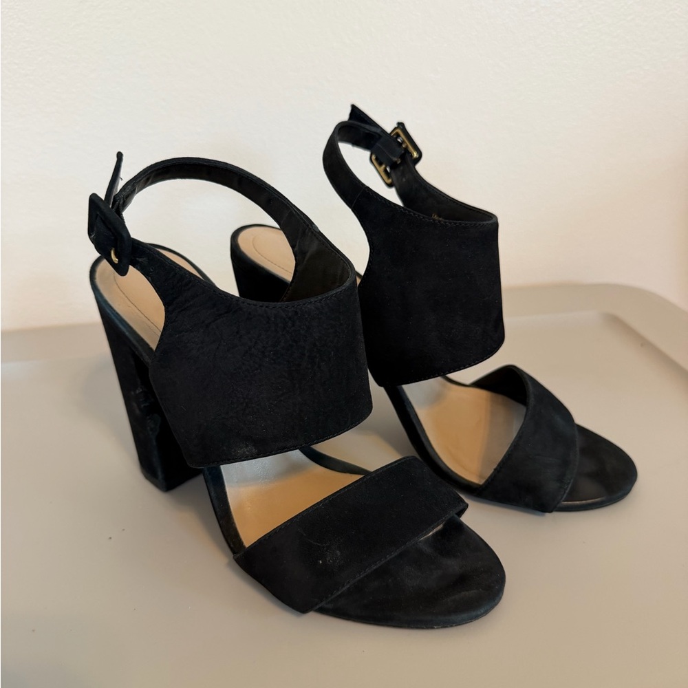 Aldo Black Suede Block Heel Sandal - Size 6.5